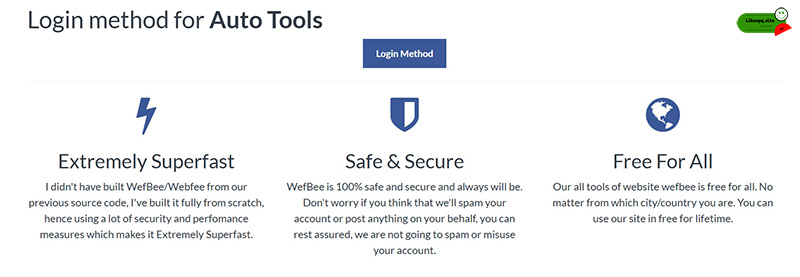 Tool tăng like fanpage miễn phí Wefbee