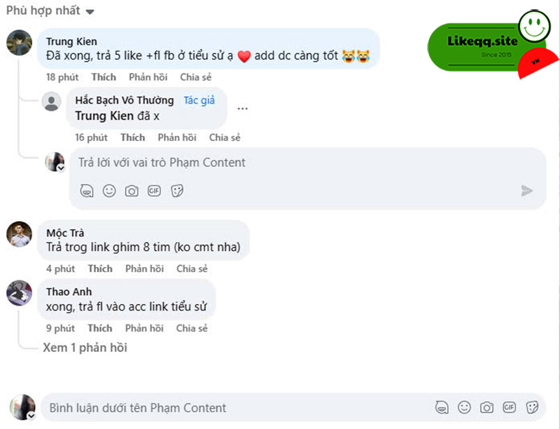 Trả sub fanpage cho đối phương