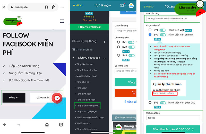 App tăng thành viên group Facebook miễn phí Likeqq.site