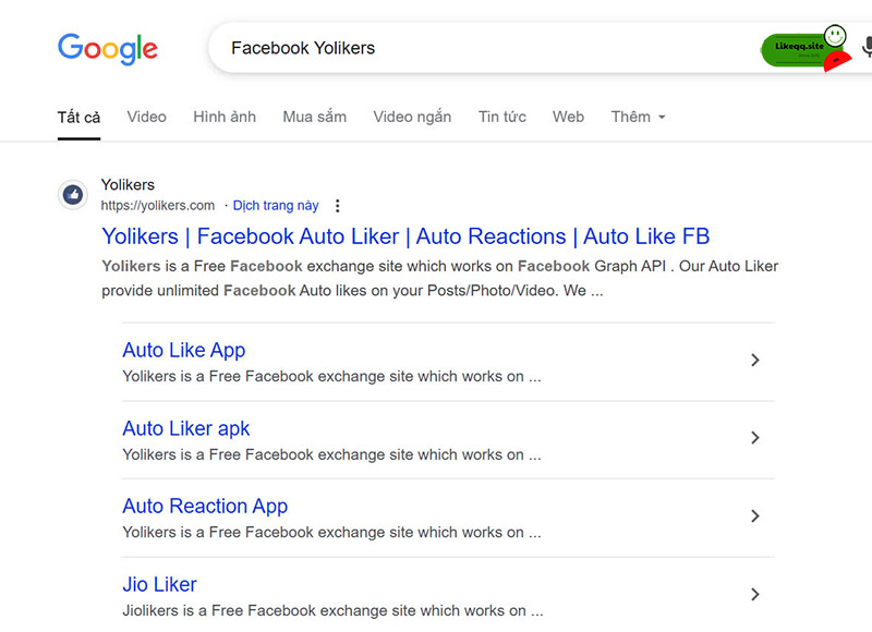 App tăng like facebook Yolikers