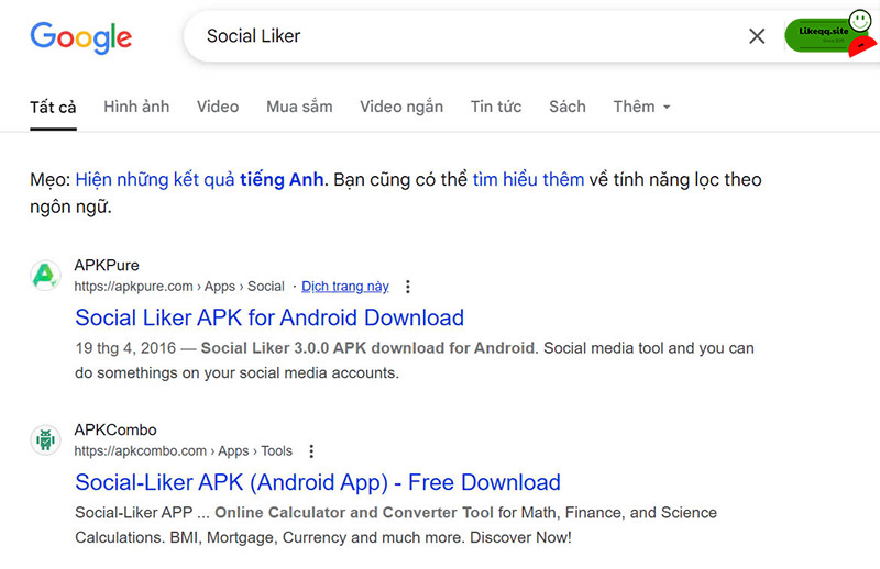 Các app tăng like Facebook Social Liker