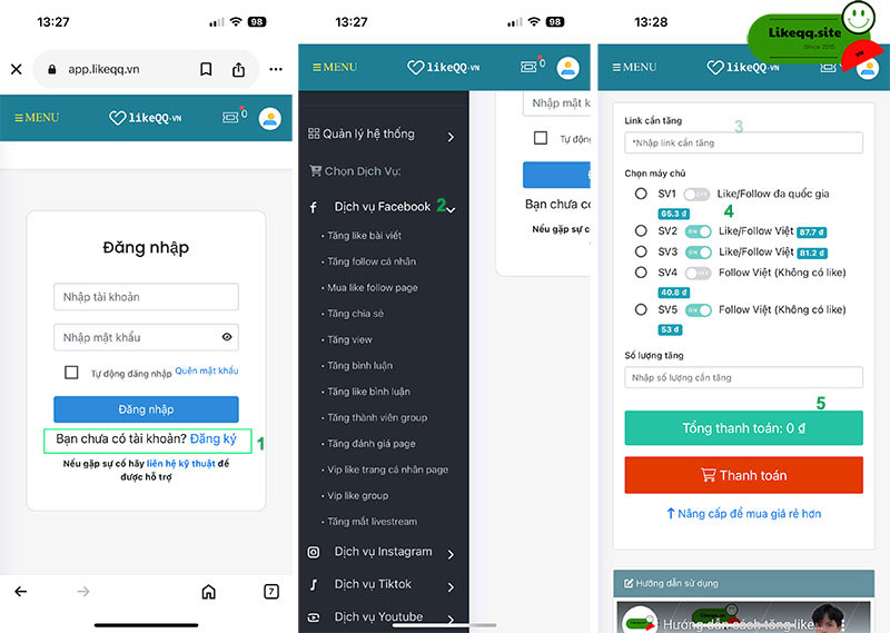 Cách buff like facebook trên điện thoại