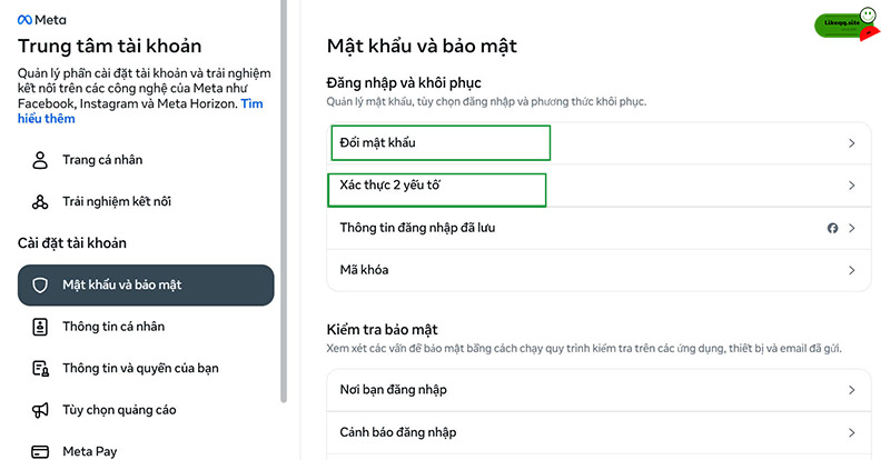 Đổi mật khẩu và thiết lập 2 yếu tố