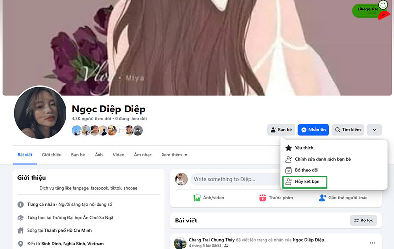 hủy kết bạn trên facebook người kia có biết không