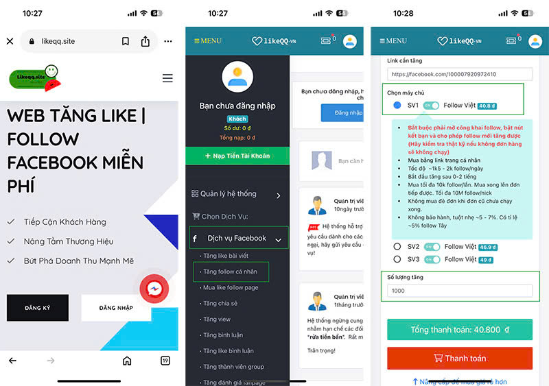Web tăng fl Facebook miễn phí Likeqq.site